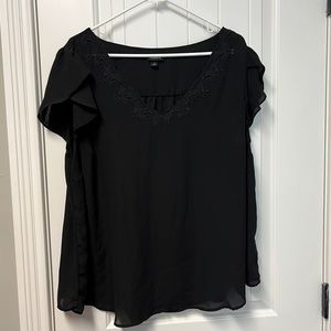 Torrid Black Scalloped Neck Blouse